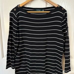 Lauren Ralph Lauren Black and White Striped Top